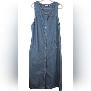 Premier International Large Denim Dress Sleeveless One Pocket Vintage